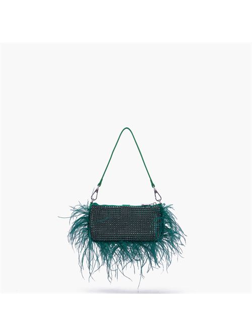 mini borsa con strass e piume night ed. La carrie | 132M-KM-512-WSP/GREGREEN